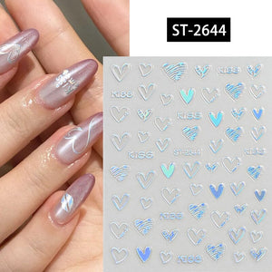 Heart 3D Nail Sticker ST-2644 Silver Nail Art No Brand 
