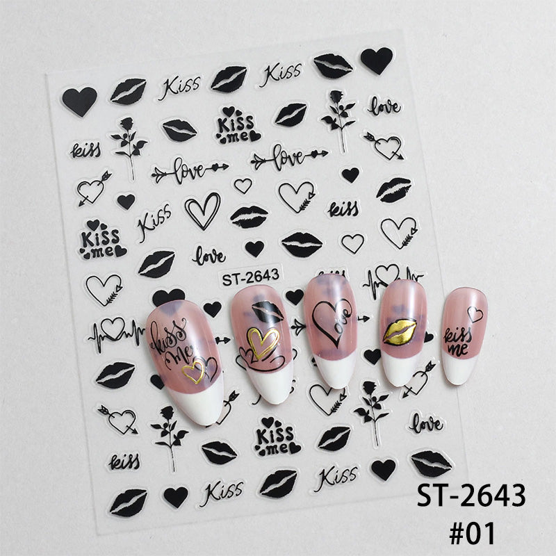 Heart 3D Nail Sticker ST-2643 Black