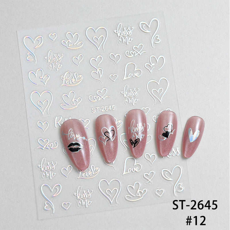 Heart 3D Nail Sticker ST-2645 Silver
