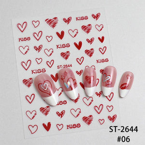 Heart 3D Nail Sticker ST-2644 Red Nail Art No Brand 