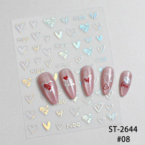 Heart 3D Nail Sticker ST-2644 Silver Nail Art No Brand 
