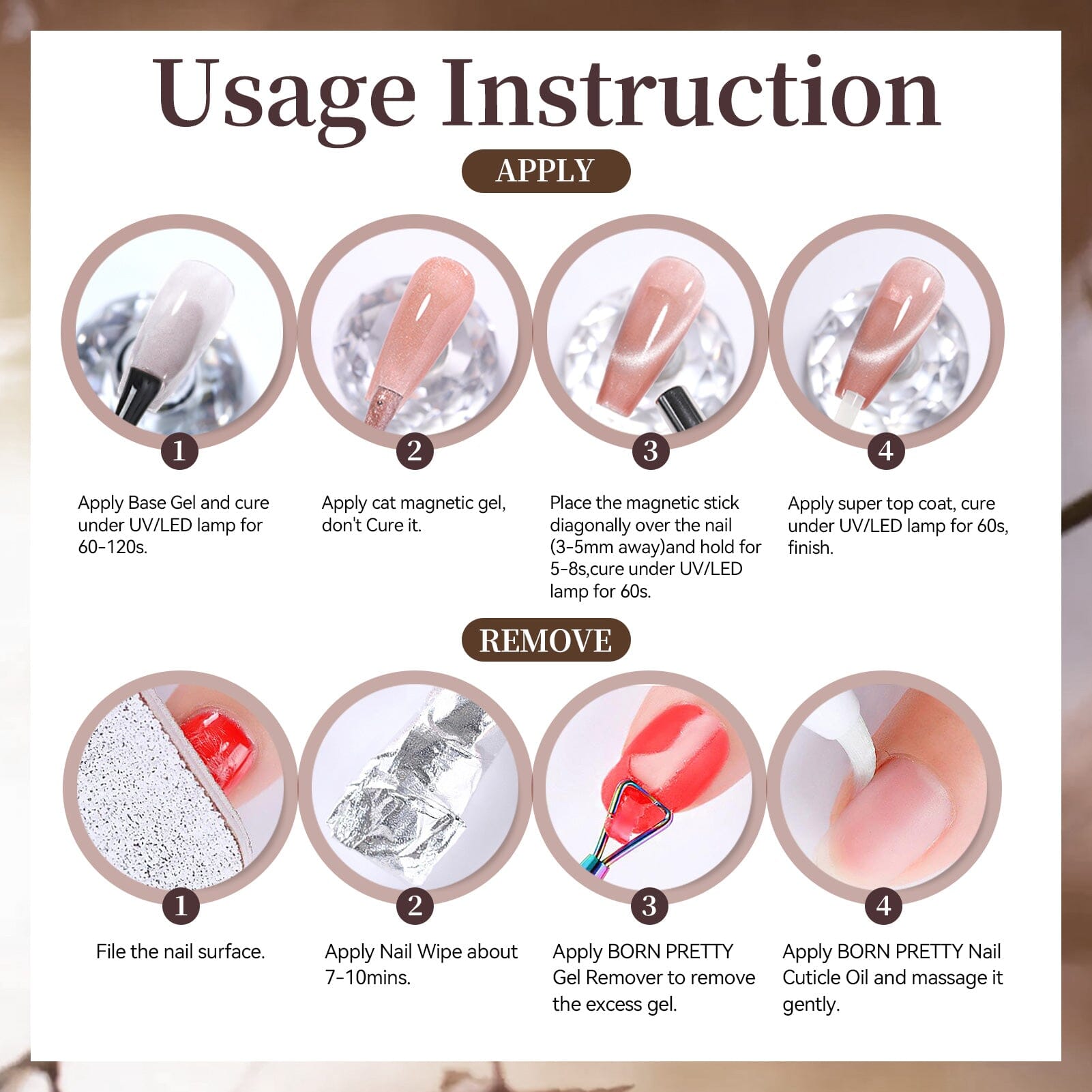 6 Colors Colored Cat Magnetic Gel M35 Plane Trees 7ml HEMA/TPO FREE Gel Nail Polish BORN PRETTY 