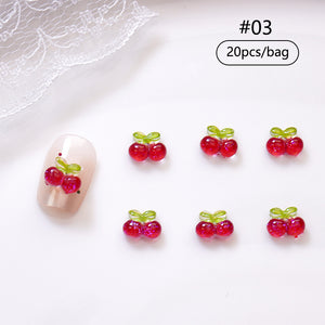20 décorations à ongles Cerise