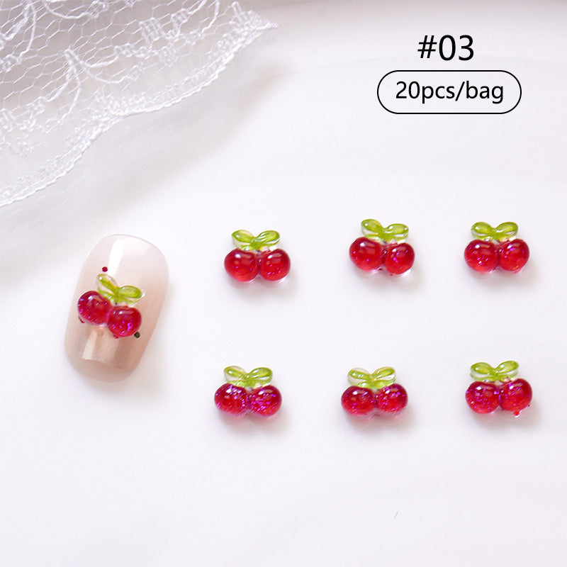 20 décorations à ongles Cerise