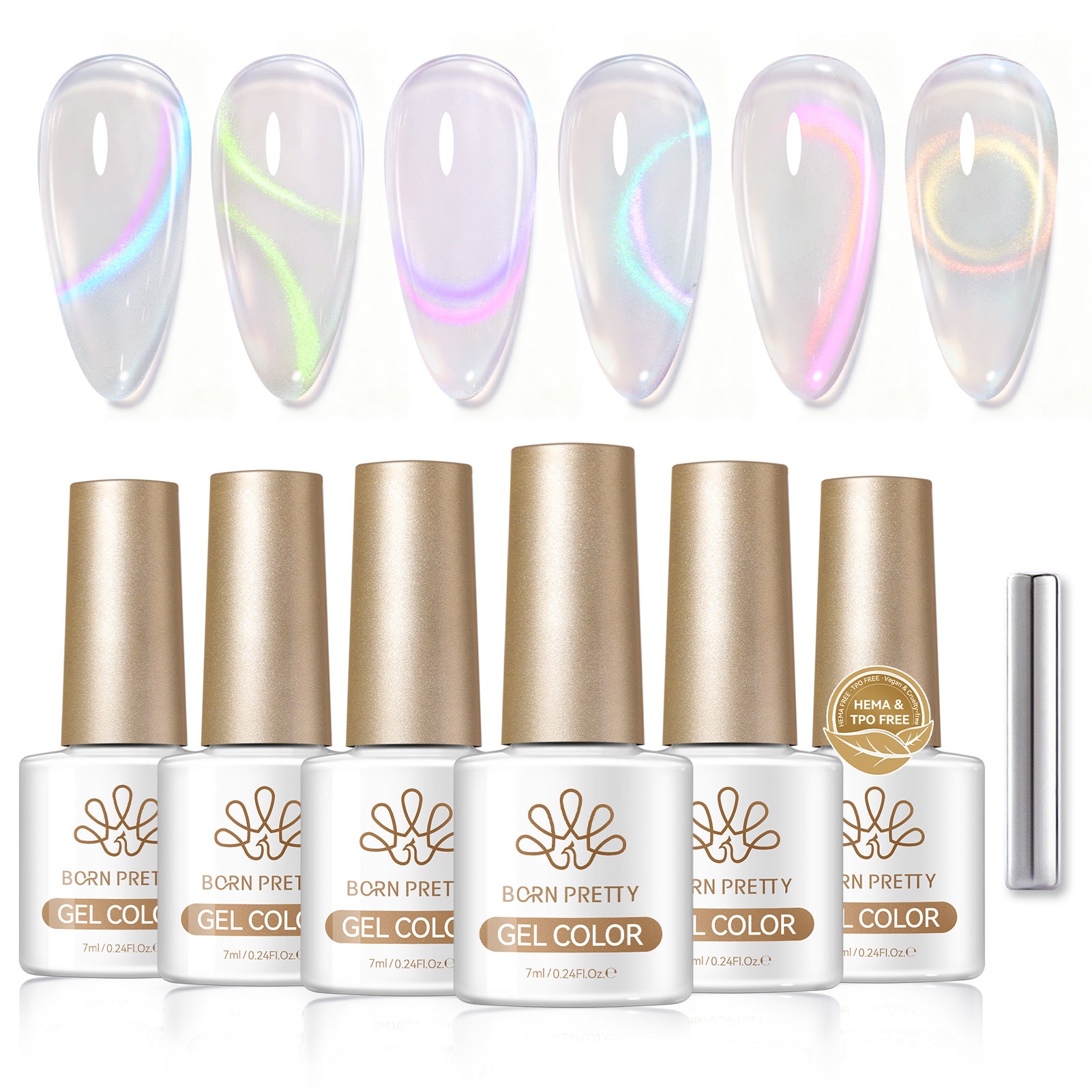 6 Colors Cat Magnetic Gel M36 Colored Water 7ml HEMA/TPO FREE