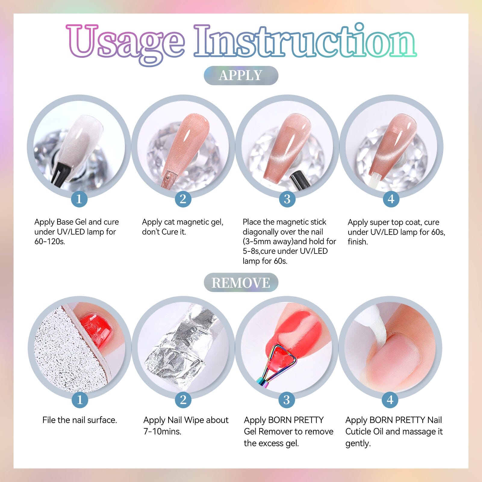 6 Colors Hydrating Cat Magnetic Gel Polish Set M36 Colored Water 7ml HEMA/TPO FREE Gel Nail Polish BORN PRETTY 