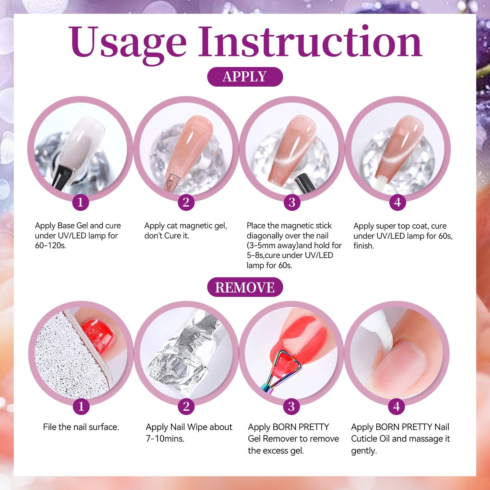 6 Colors Colored Cat Magnetic Gel Polish Set M15 Fruit Basket 7ml HEMA/TPO FREE Gel Nail Polish BORN PRETTY 