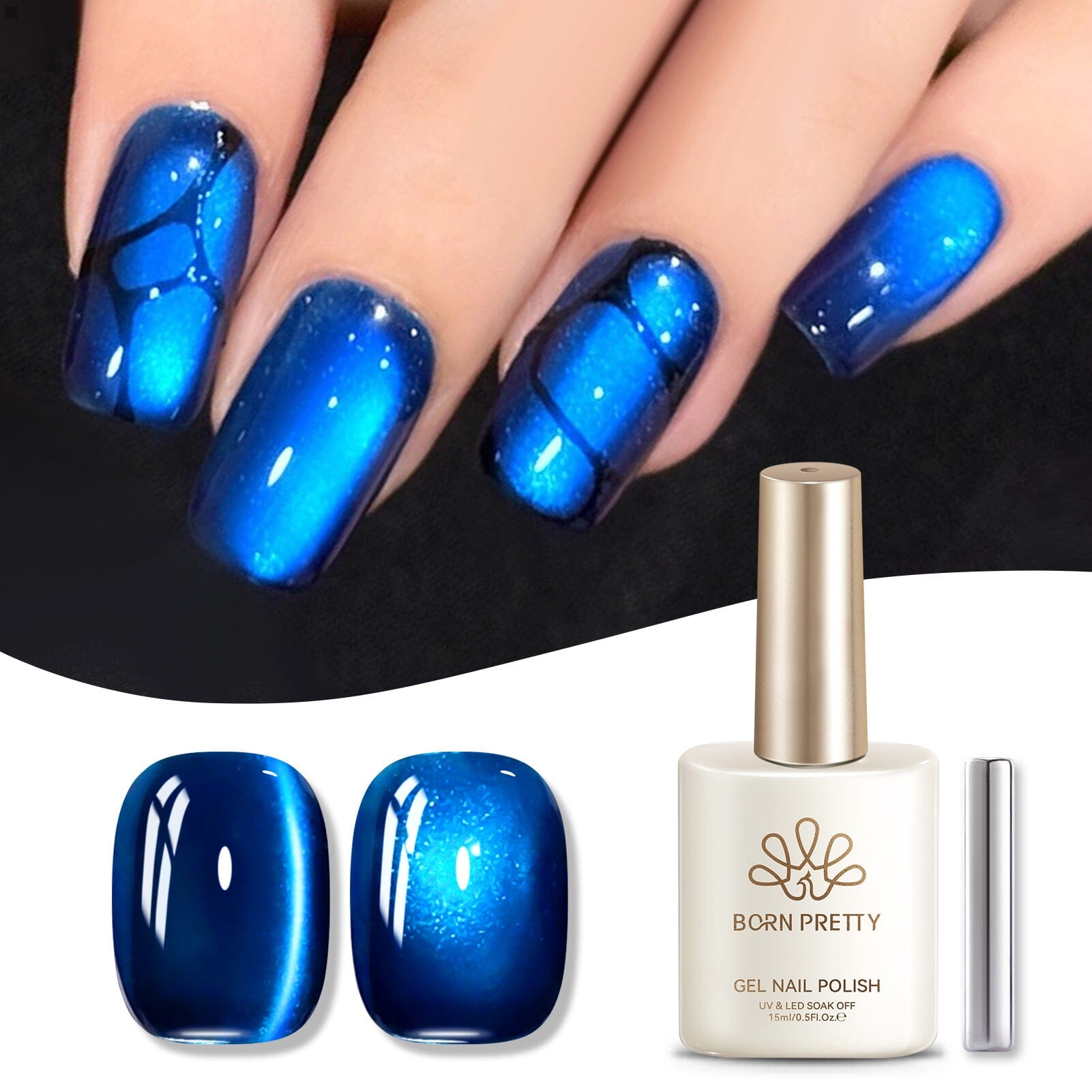 Crystal Cat Magnetic Gel MY376 Rhine Lake 15ml HEMA/TPO FREE Gel Nail Polish BORN PRETTY 
