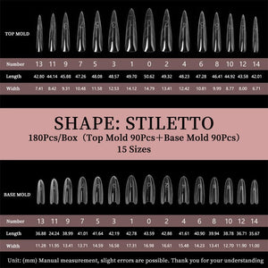 180pcs Stiletto Extension Gel Dual Forms Nail Tips No Brand 