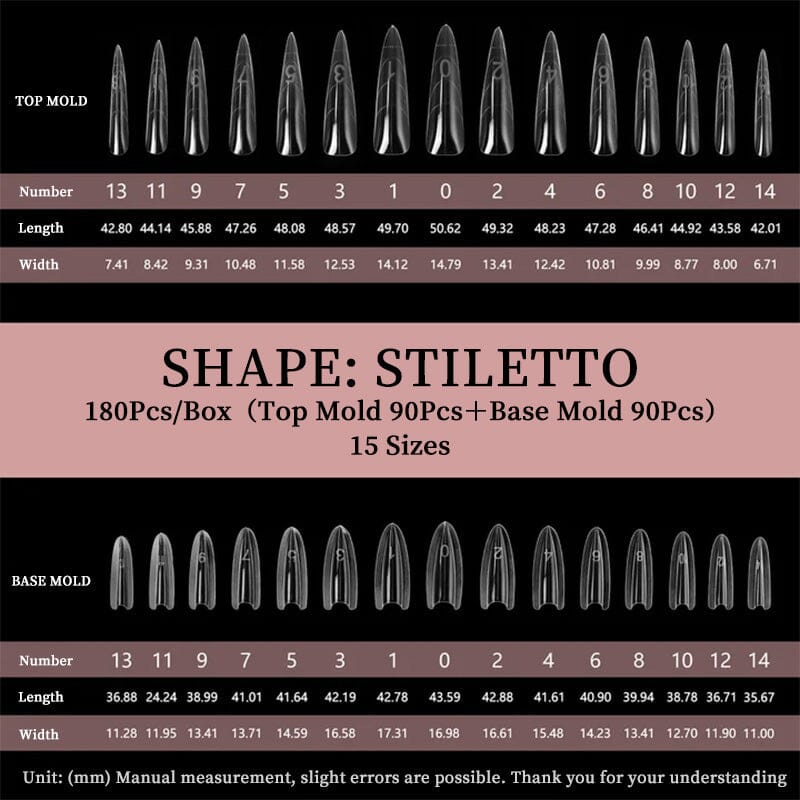 180pcs Stiletto Extension Gel Dual Forms Nail Tips No Brand 