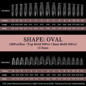 180pcs Oval Extension Gel Dual Forms Nail Tips No Brand 