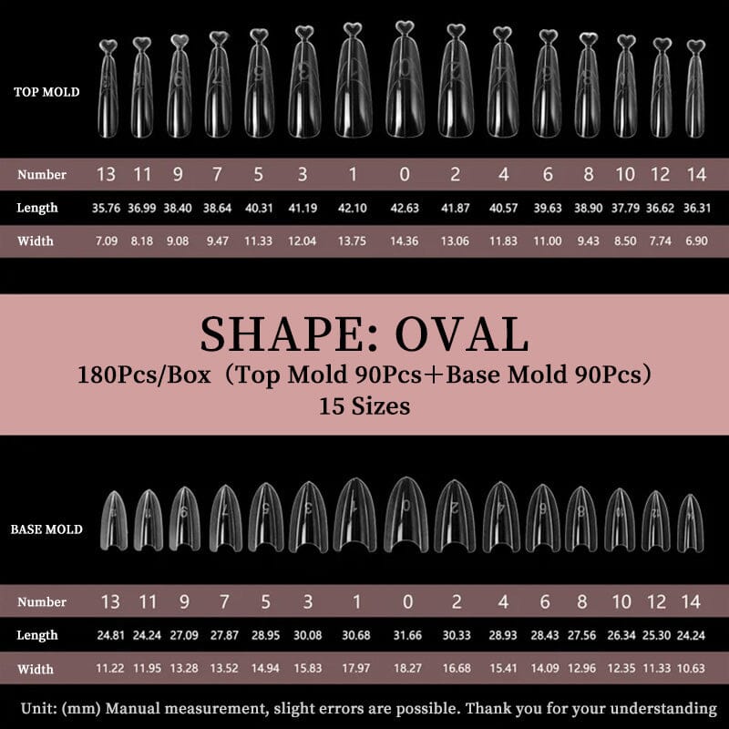 180pcs Oval Extension Gel Dual Forms Nail Tips No Brand 