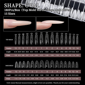 180pcs Oval Extension Gel Dual Forms Nail Tips No Brand 