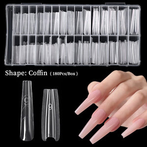 180pcs Coffin Extension Gel Dual Forms Nail Tips No Brand 