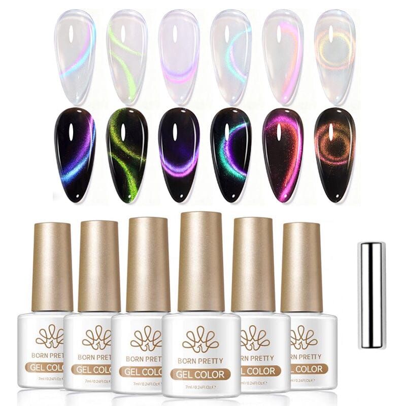 Water Light Cat Magnetic Gel Colored Water 10ml Gel Nail Polish BORN PRETTY 6 Colors & Magnet 