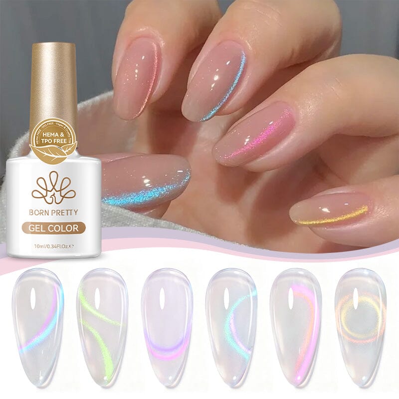 Hydrating Cat Magnetic Gel Polish Colored Water 10ml HEMA/TPO FREE Gel Nail Polish BORN PRETTY 6 Colors & 2pcs Magnet 