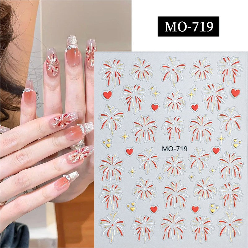 Feuerwerk 3D-Nagelsticker