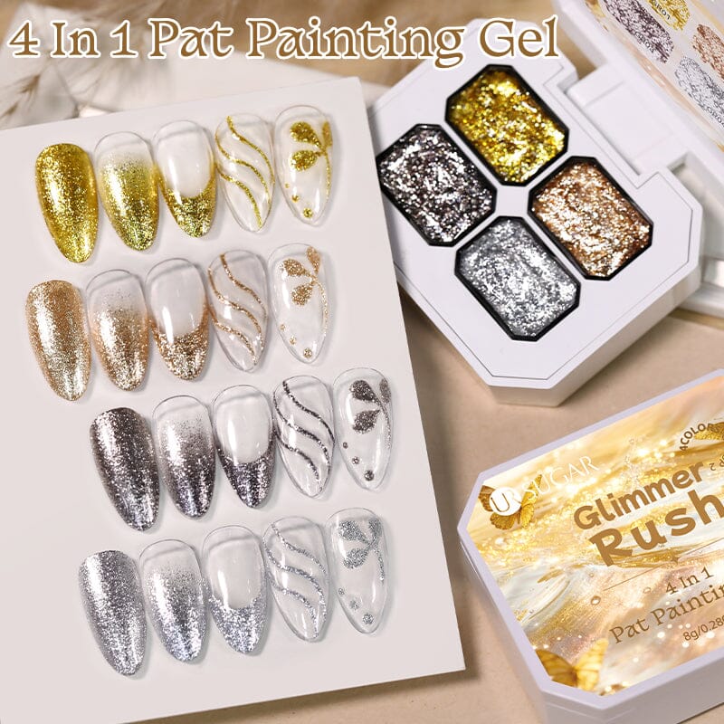 4 Colors 4 In 1 Pat Painting Gel Glimmer Rush Gel Nail Polish UR SUGAR 