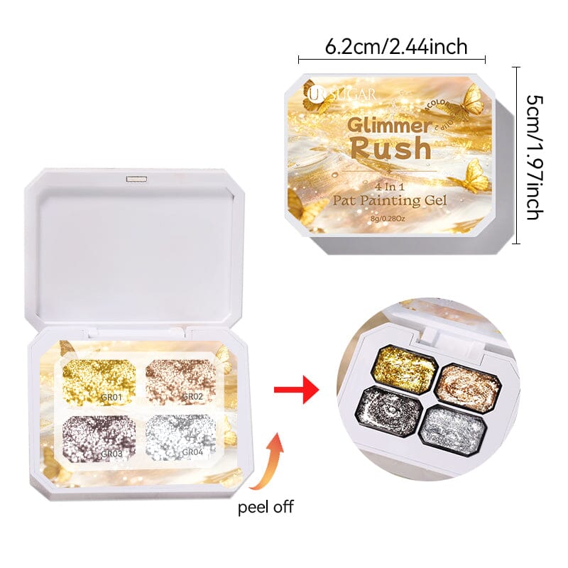 4 Colors 4 In 1 Pat Painting Gel Glimmer Rush Gel Nail Polish UR SUGAR 