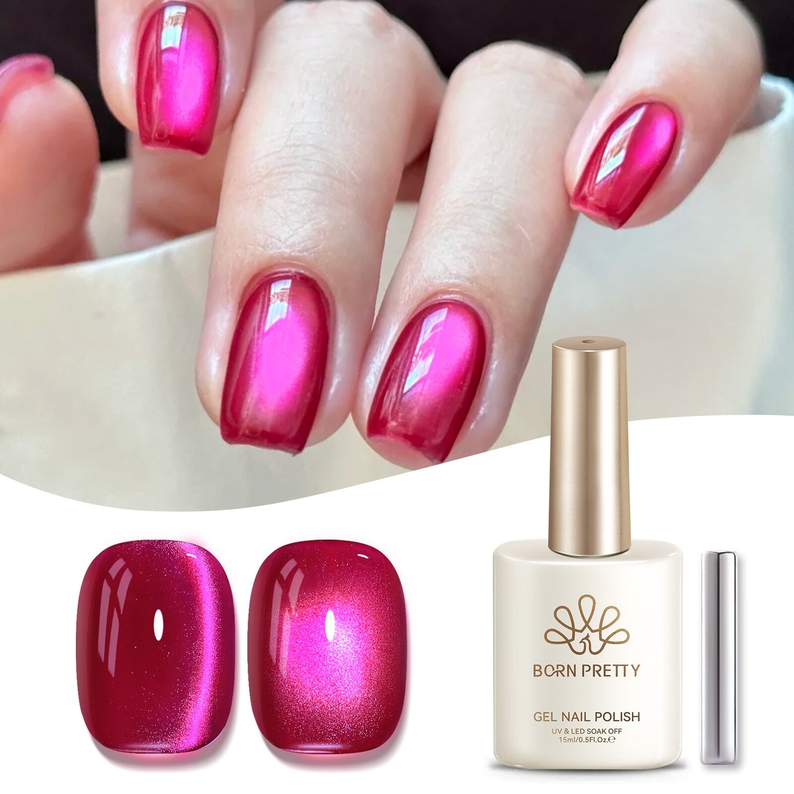 Glass Cat Magnetic Gel MY392 Pink Foyd 15ml HEMA/TPO FREE Gel Nail Polish BORN PRETTY 