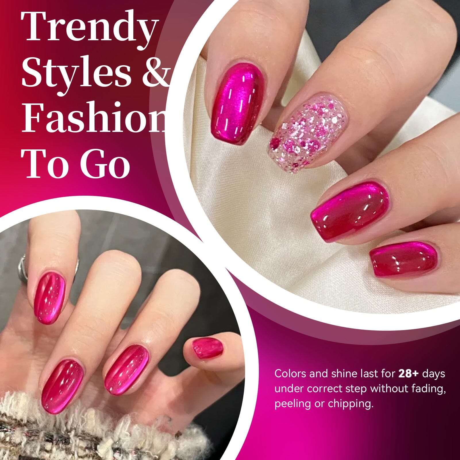 Glass Cat Magnetic Gel MY392 Pink Foyd 15ml HEMA/TPO FREE Gel Nail Polish BORN PRETTY 