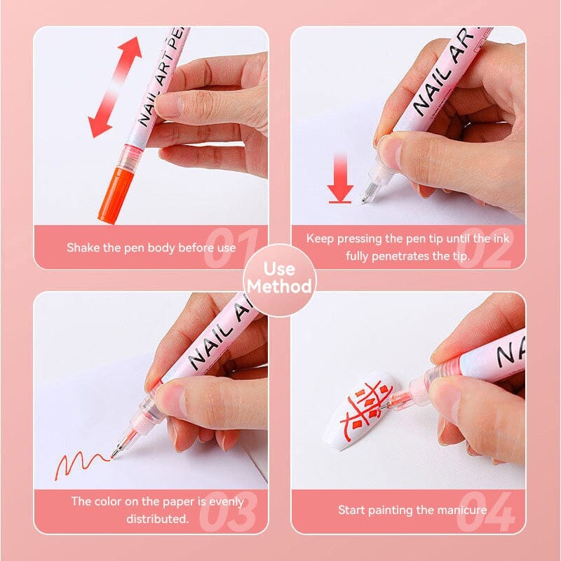 4 Colors Nail Painting Pen Set #02 0.5mm Head Clearance No Brand 