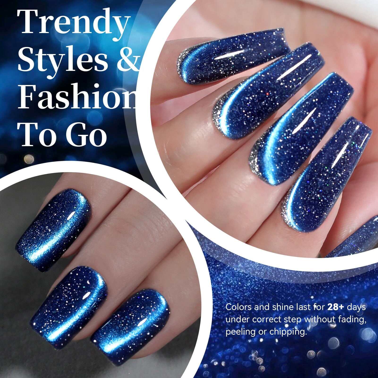 Glitter Cat Magnetic Gel MY414 Blue Diamond 15ml HEMA/TPO FREE Gel Nail Polish BORN PRETTY 