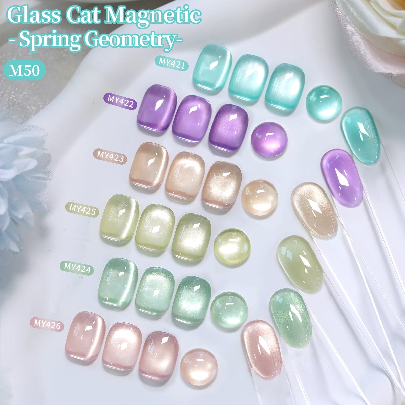 6 Colors Glass Cat Magnetic Gel M50 Spring Geometry 7ml HEMA/TPO FREE Gel Nail Polish BORN PRETTY 