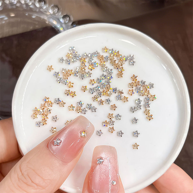 30 décorations d'ongles en zircon étincelantes en forme d'étoile