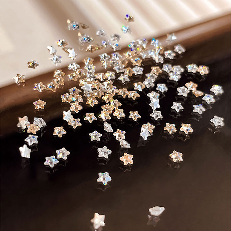 30 décorations d'ongles en zircon étincelantes en forme d'étoile