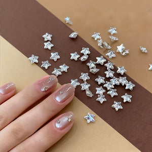 30 décorations d'ongles en zircon étincelantes en forme d'étoile