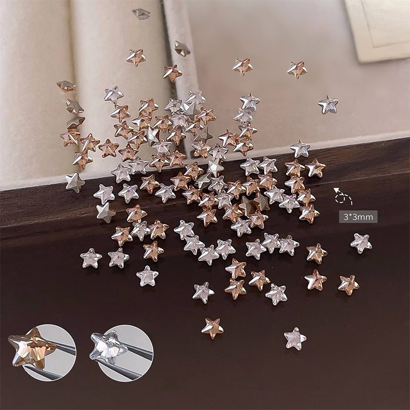 30 décorations d'ongles en zircon étincelantes en forme d'étoile