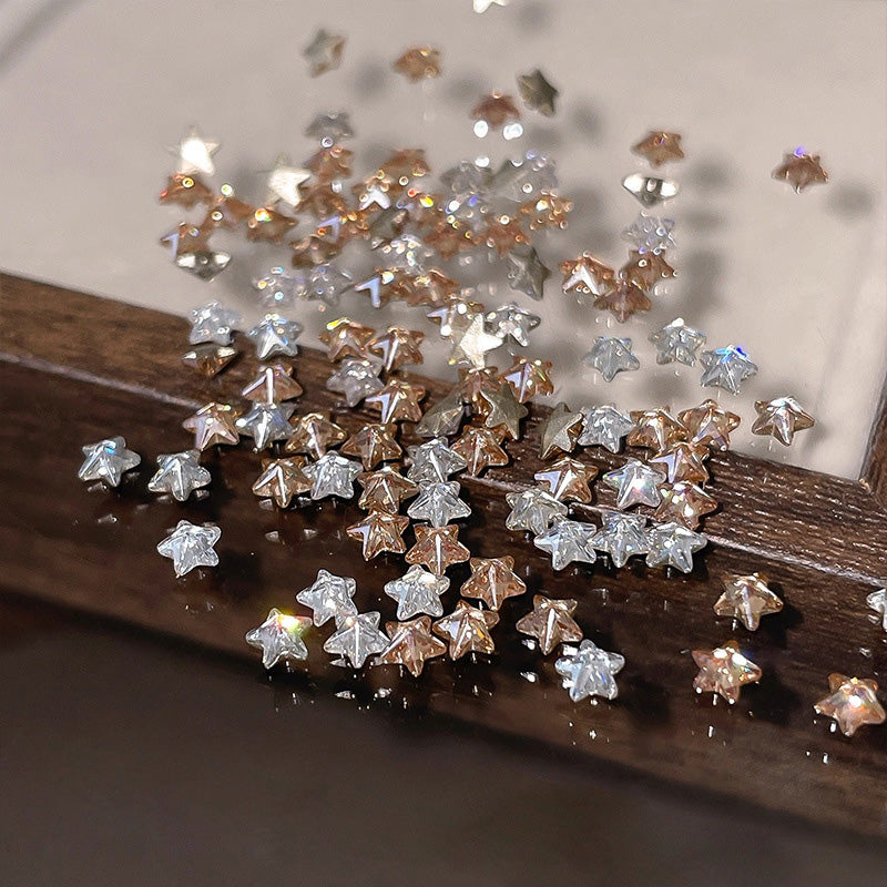 30 décorations d'ongles en zircon étincelantes en forme d'étoile