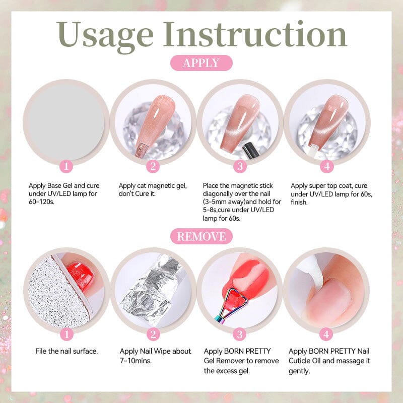 Glitter Cat Magnetic Gel MY427 Electric Guava 10ml HEMA/TPO FREE Gel Nail Polish BORN PRETTY 