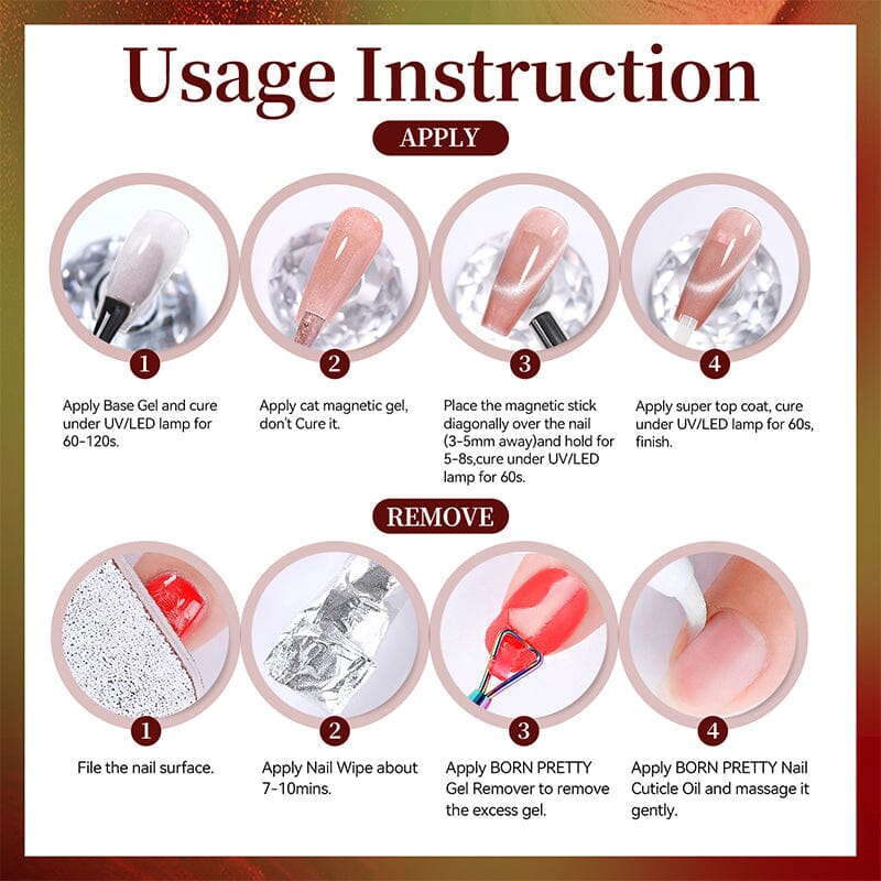 Colored Cat Magnetic Gel MY428 Scarlet Jade 10ml HEMA/TPO FREE Gel Nail Polish BORN PRETTY 