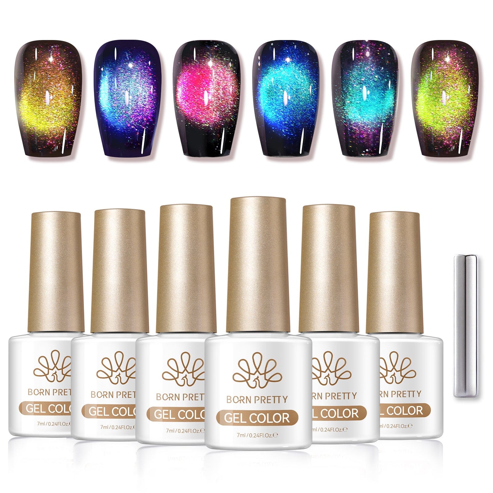 6 Colors Colored Cat Magnetic Gel M52 Romantic Universe 7ml Gel Nail Polish BORN PRETTY 