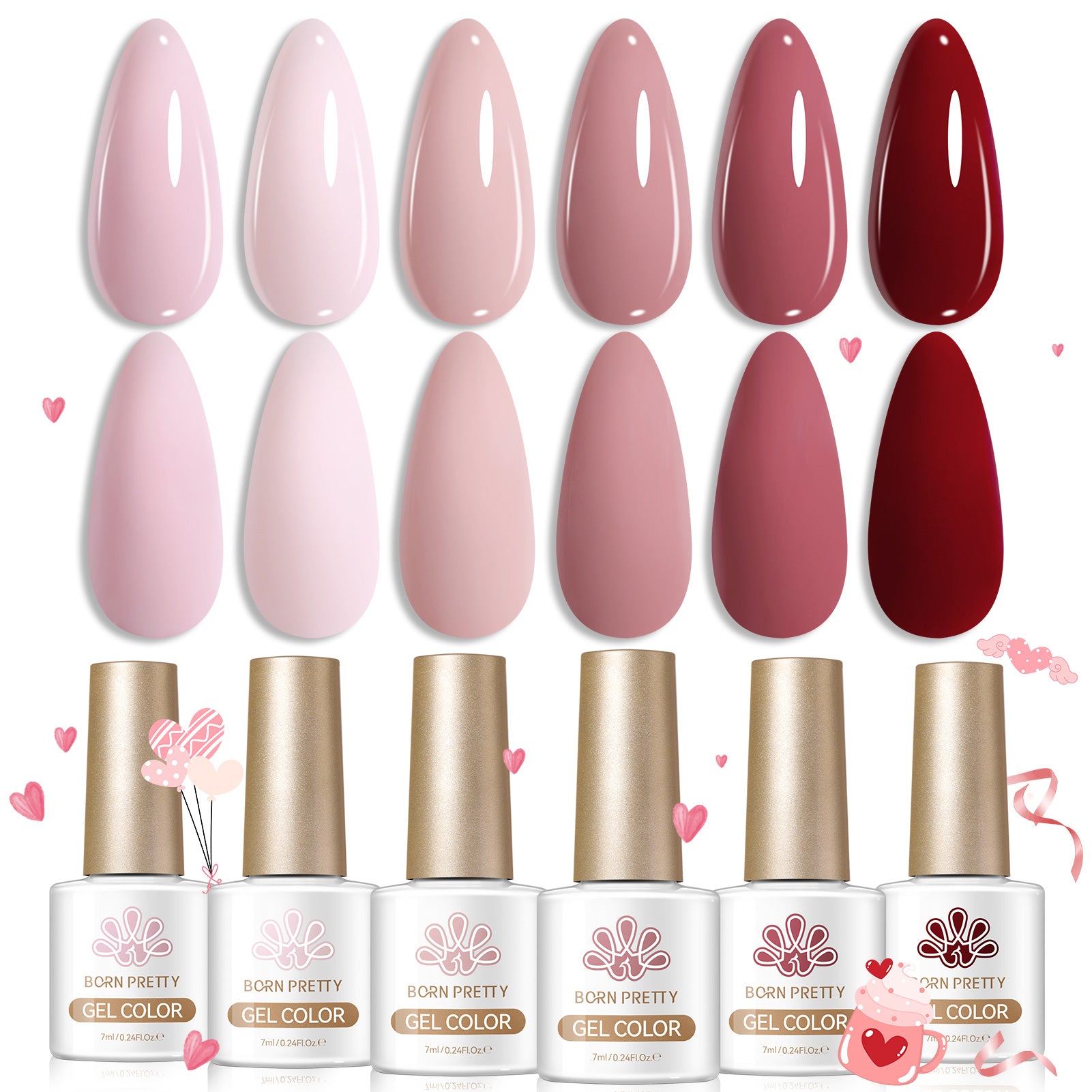 6 Colors Gel Set S49 Not Sweet 7ml HEMA/TPO FREE