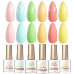 6 Bottles Color Gel Polish Set 7ml Gel Nail Polish BORN PRETTY S55 Muted Flora 