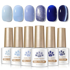 6 Colors Jelly Gel J55 Reduced Blue 7ml Gel Nail Polish BORN PRETTY 