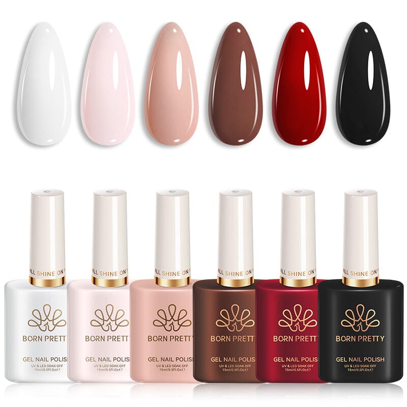 6 Colors Classic Collection Color Nail Gel 15ml HEMA/TPO FREE Gel Nail Polish BORN PRETTY 