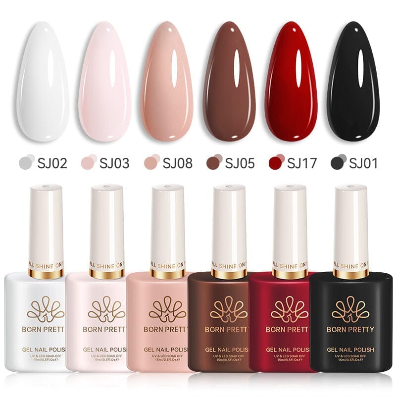 Classic Collection Color Nail Gel 15ml HEMA/TPO FREE Gel Nail Polish BORN PRETTY 6 Colors 