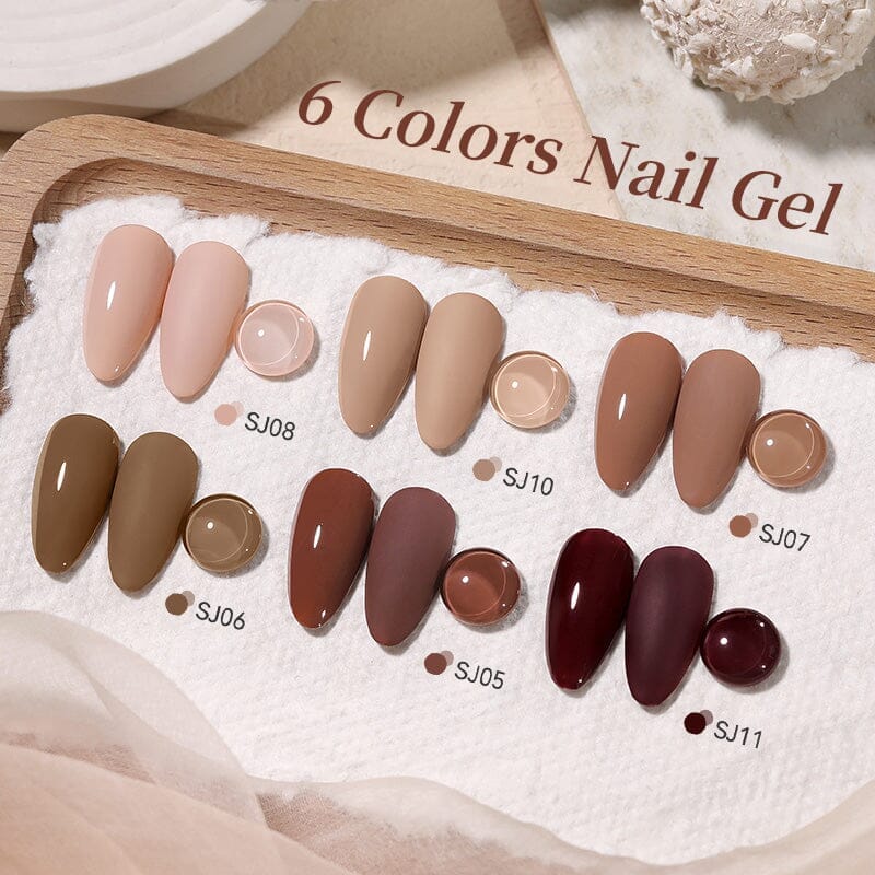 6 Colors Nude Collection Color Nail Gel 15ml HEMA/TPO FREE Gel Nail Polish BORN PRETTY 