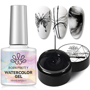 2pcs Set Black Spider Gel & Watercolor Gel Gel Nail Polish BORN PRETTY 