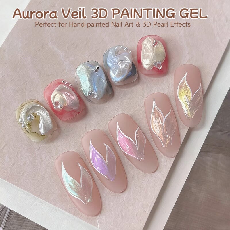 9 Colors 4 In 1 3D Pat Painting Gel Aurora Veil Gel Nail Polish UR SUGAR 