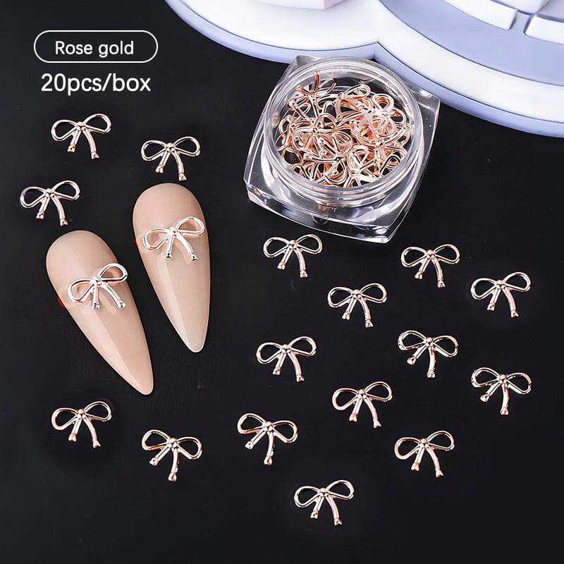 20pcs Bowknot Alloy Nail Decorations #03 Rose Gold Clearance No Brand 
