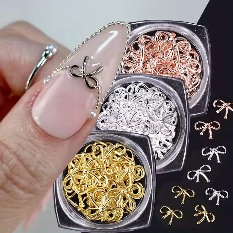 20pcs Bowknot Alloy Nail Decorations #03 Rose Gold Clearance No Brand 