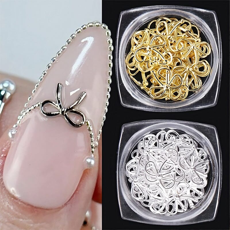 20pcs Bowknot Alloy Nail Decorations #03 Rose Gold Clearance No Brand 