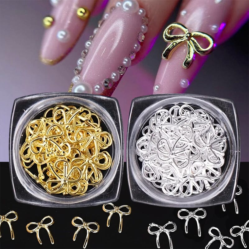 20pcs Bowknot Alloy Nail Decorations #03 Rose Gold Clearance No Brand 