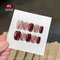 10pcs Press on Nails #01 BY2507 Size S Clearance No Brand 