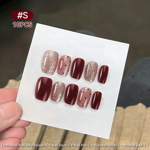 10pcs Press on Nails #01 BY2507 Size S Clearance No Brand 